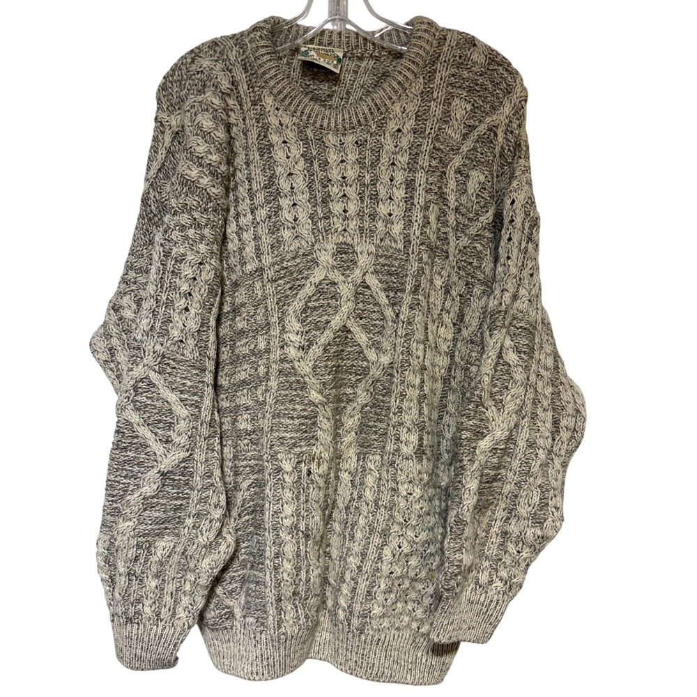 Connemara Knitwear‎ Pure New Wool Cable Knit Sweater Made in Ireland Size L